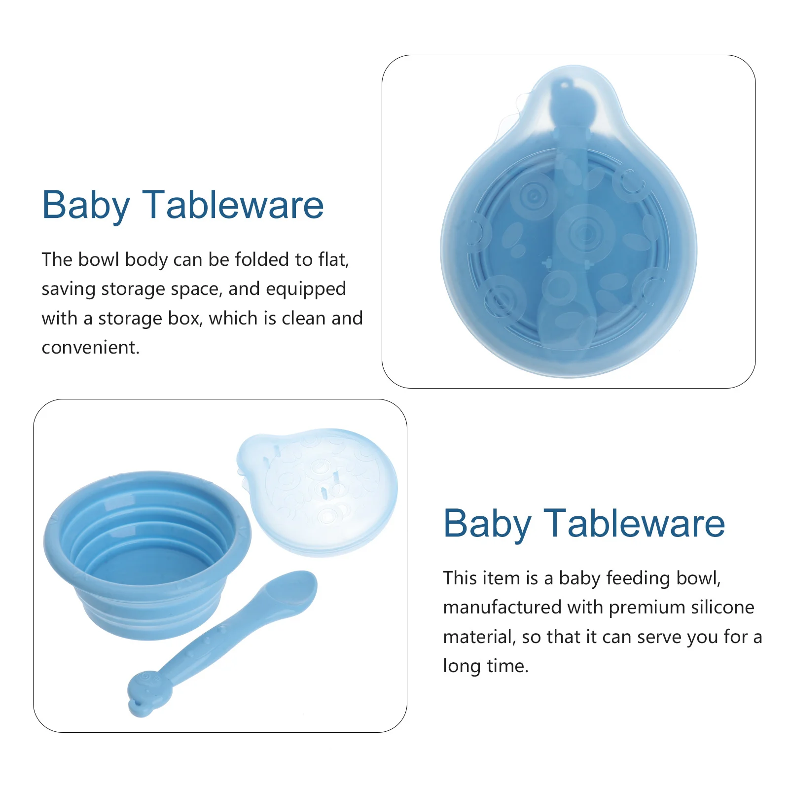 

Набор складных детских мисок, силиконовая портативная посуда для кормления малышей, термостойкая, недеформируемая, легкая миска с ложкой