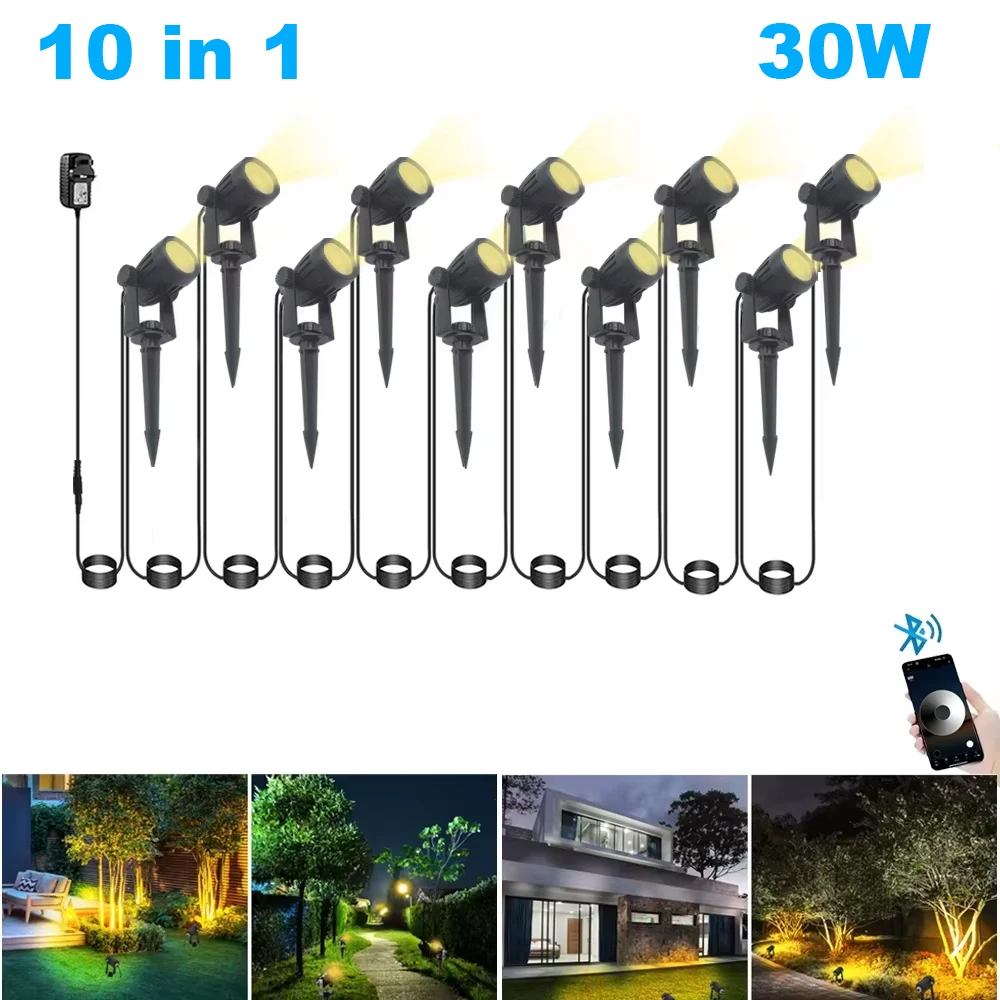 Outdoor Smart Landscape Spotlight APP en afstandsbediening 16 miljoen kleuren IP65 waterdicht voor pad binnenplaats tuinen achtertuin