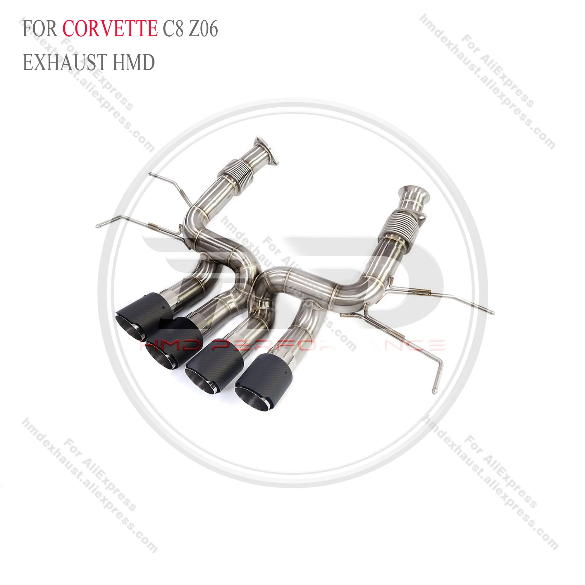 

Stainless steel Catback for Corvette C8 Z06 Without with carbon fiber tips Valve HMD Exhaust System Performance Quality certific