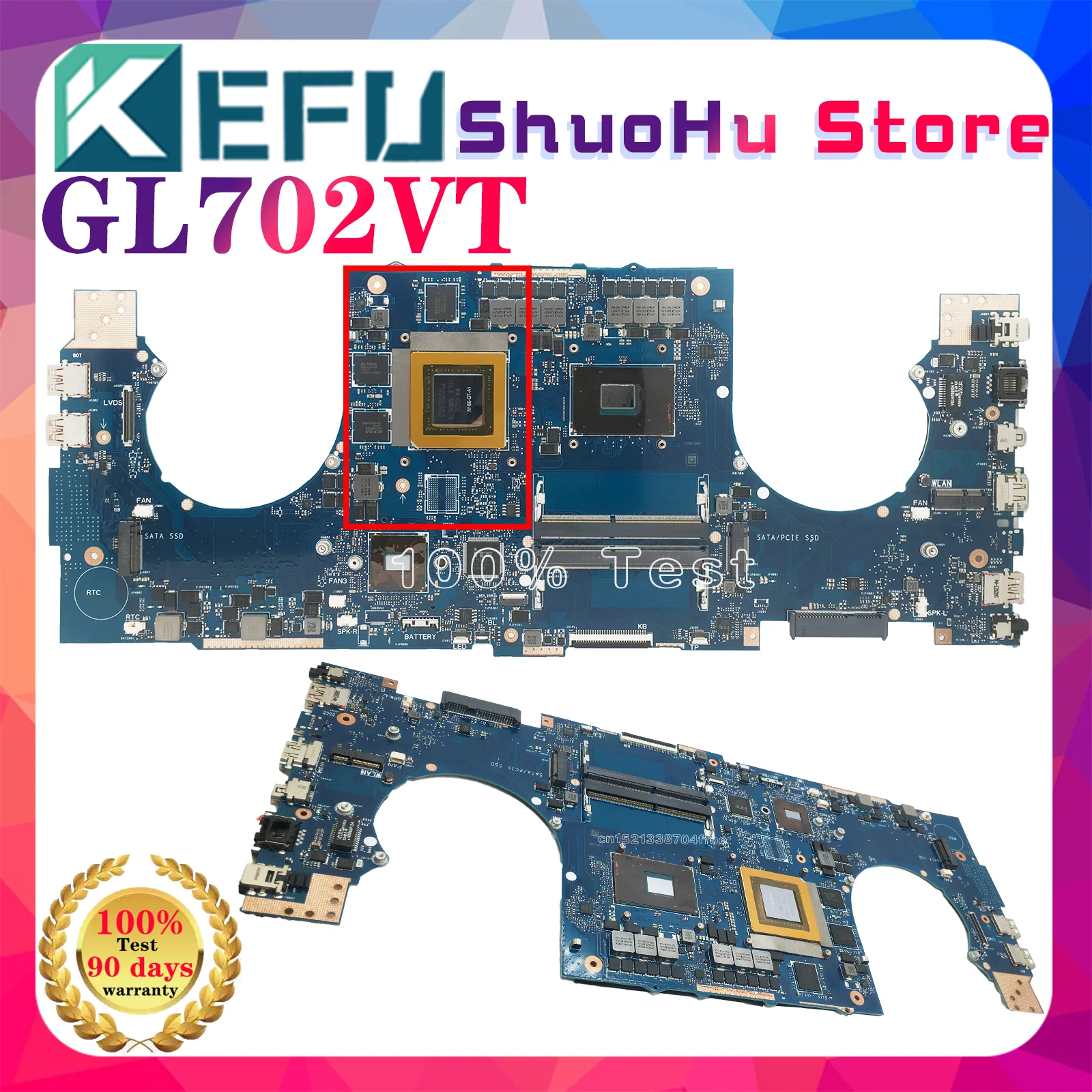 Placa base para portátil KEFU GL702VT para ASUS ROG GL702VT GL702V GL702 S7VT con CPU I7-6700HQ GTX970M/3G, probada y en buen estado.