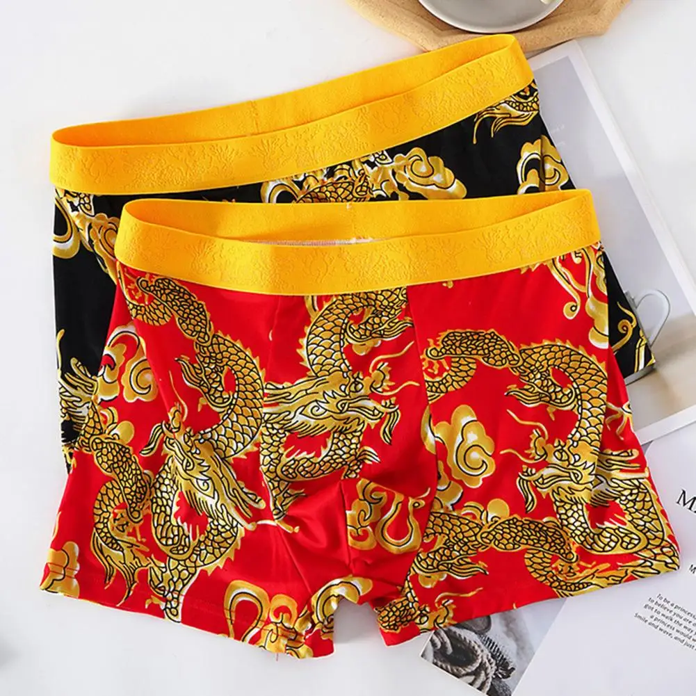 2024 Men Dragon Boxer Briefs Underwear Year Of The Dragon Boxer Briefs Mid-rise Graphene Dragon Pattern Boxer Shorts Men Boxers