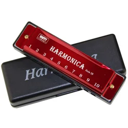 Harmonica Key of C 10 Hole Diatonic Harmonica C with Case for Beginner Students Kids Gift BLUES with case