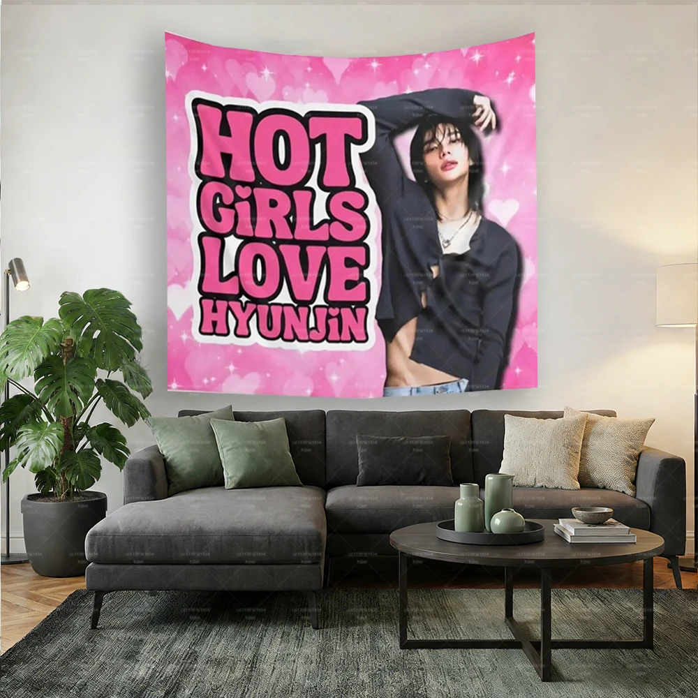 1pc SKZ H-Hyunjin Pink Starry Tapestry Concert Banner Kpop Fan Birthday Gift