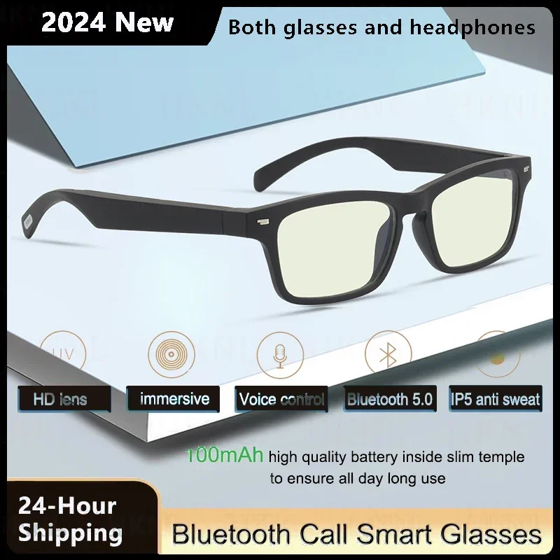 2024 Smart Glasses Wireless Bluetooth Music Glasses Smart Anti-Blue Light HD Bluetooth Call Outdoor Sports Polarized Sunglasses