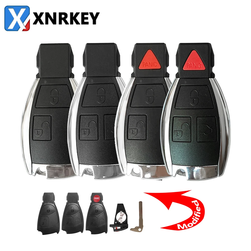 XNRKEY 2/3/4 Button Modified Remote Car Key Shell for Mercedes Benz B C E ML S CLK CL W203 W211 S350 S320 E280 Replacement Case