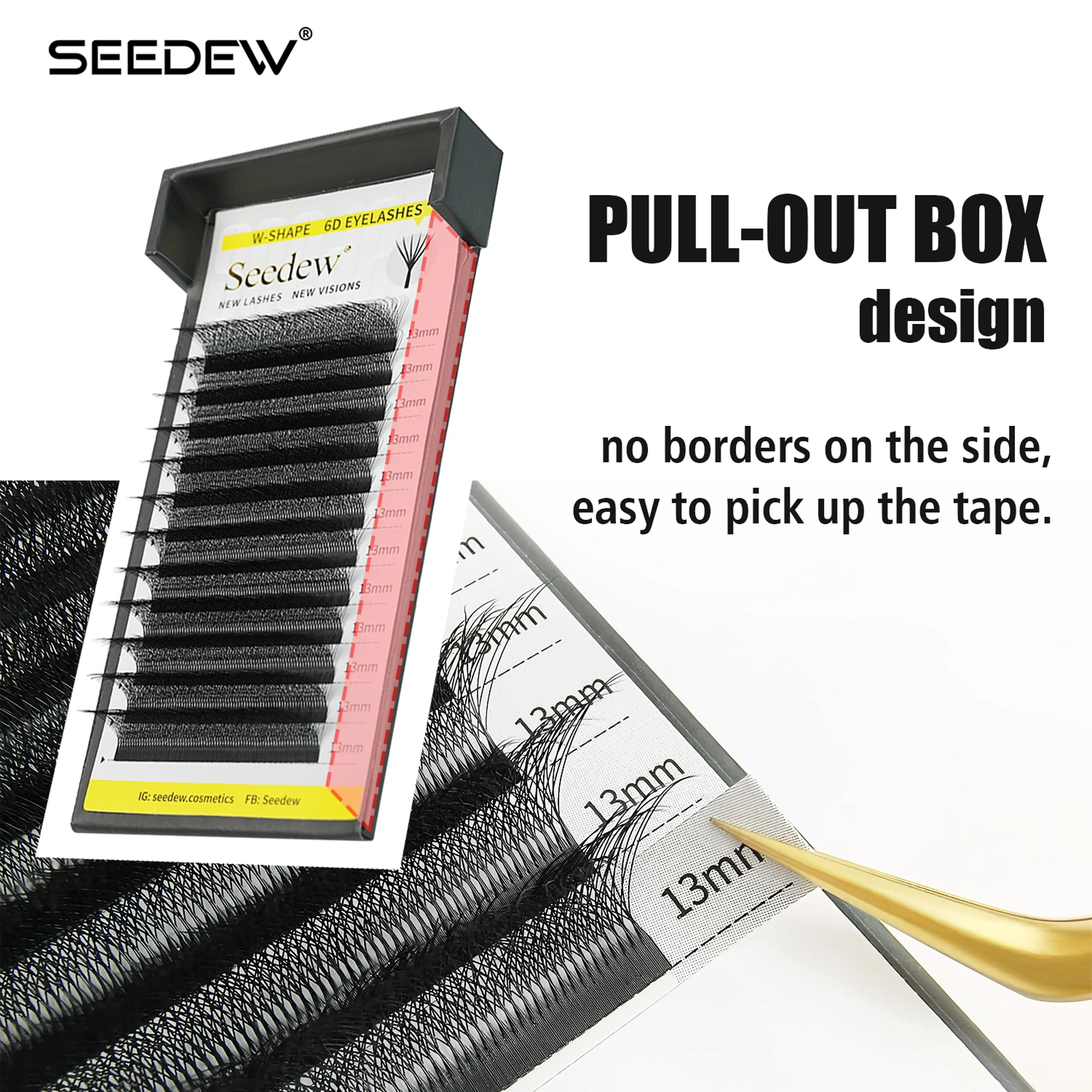 SEEDEW 6D W Shape Lashes 0.07mm Premade Volume Fans Eyelashes Extension Soft  Automatic Flowering Lashes
