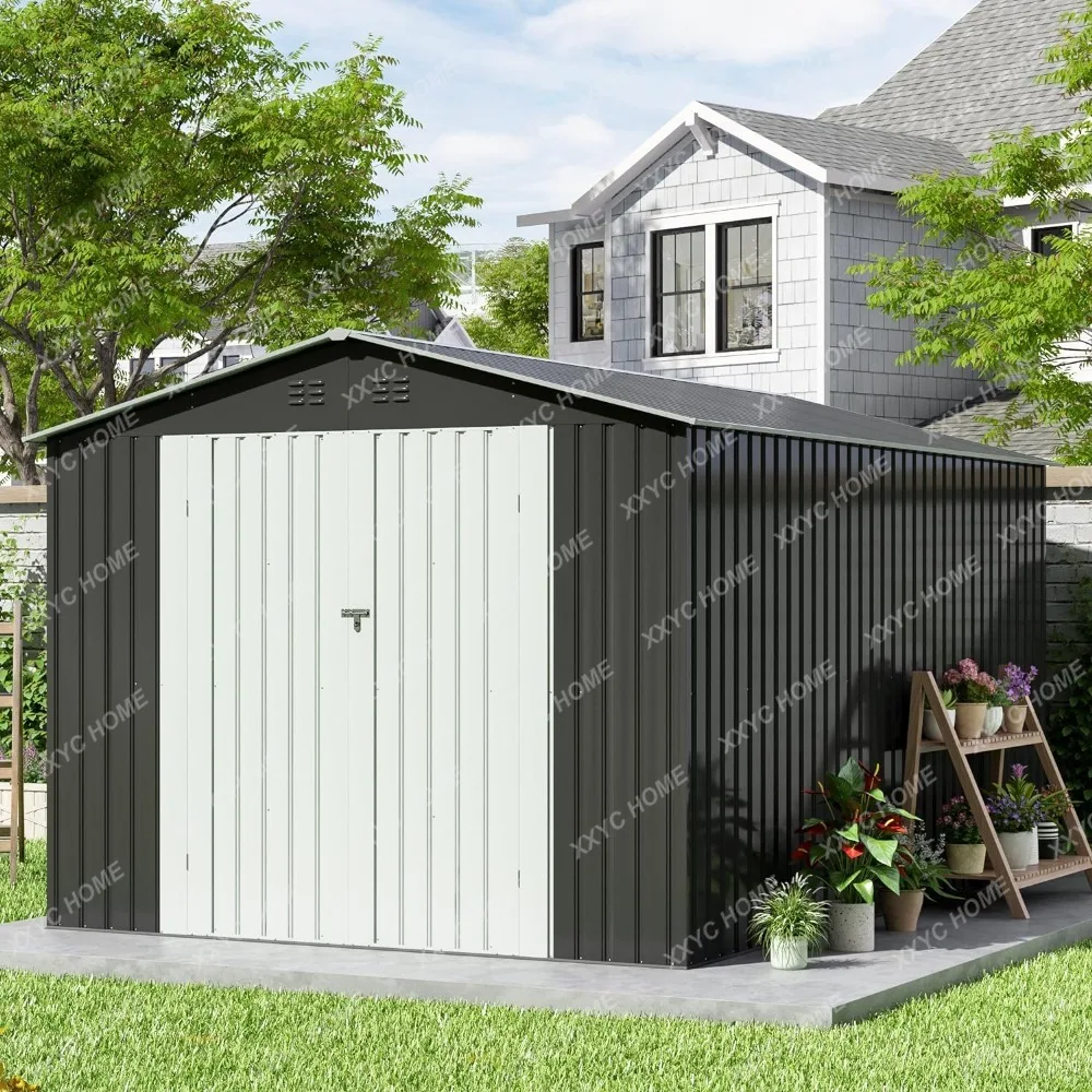 

Outdoor Storage Shed, Large Metal Garden Shed with Updated Frame Structure and Lockable Doors, Tool Sheds for Backyard