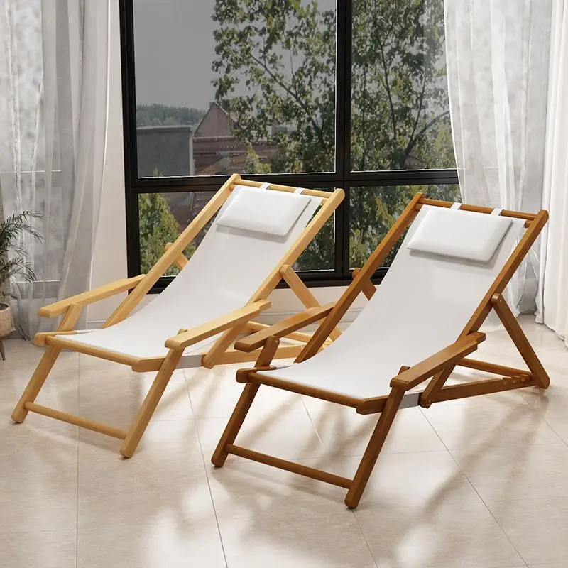 

Modern Style Adjustable Reclining Low Sun Foldable wood stripe Outdoor Folding Beach chair