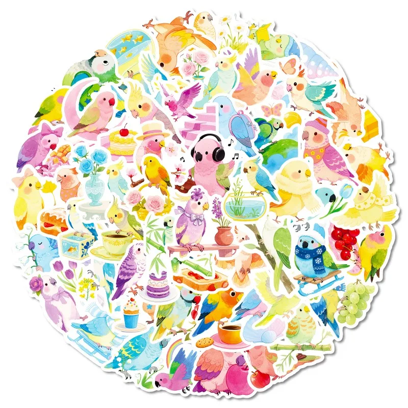 56枚入り 漫画風 個性的なオウム クリエイティブ グラフィティ デコレーション ステッカー