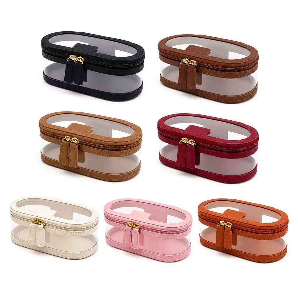 Toiletry Storage Case Transparent Cosmetic Bag Clear Window Double Zipper Makeup Storage Bag Portable Travel Makeup Bag