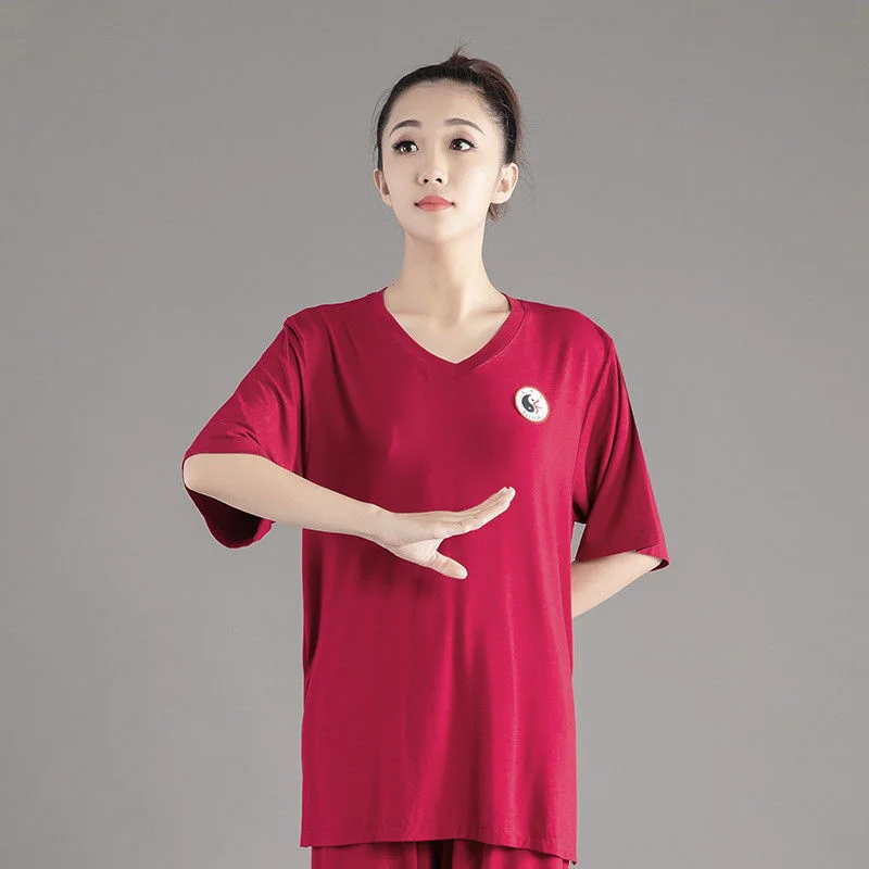 Chinese Style Tai Chi Suit Men Women Spring Summer Performance Suit Middle-aged Old Practice Martial Arts Dress Kung Fu Uniform