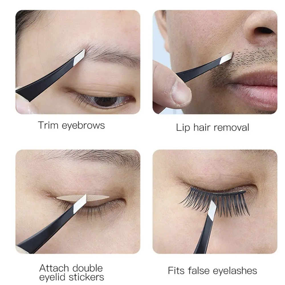steel Gold Slanted Head Makeup Beauty Tools Fine Hairs Lash Hairs Puller Eyelash Tweezers Eye Brow Clips Eyebrow Tweezer