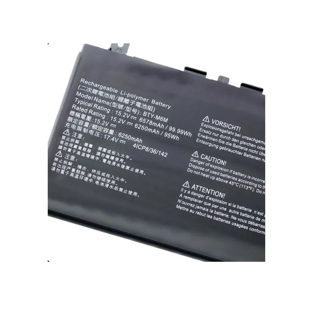 

BTY-M6M Laptop Battery For MSI Creator 15 A10SD A10SF GS66 Stealth 10SFS 10SGS 10SE-045 10UG GE66 Raider 10SFS WS66 15.2V 99.9WH
