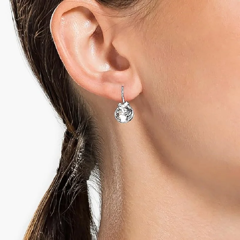 V Crystal Earrings Bella V Drop Earring for Women Silver Dangle Earrings CZ Crystal Big Round Earrings Luxury Woman Big