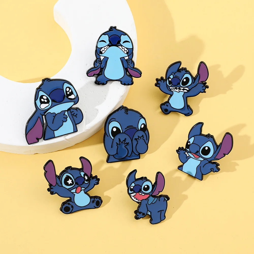 Аксессуары Stitch Disney, брошь в стиле аниме, забавный мультяшный стежок, металлический значок, сумка из сплава, сумка с каплей масла, аксессуары, подарки для детей