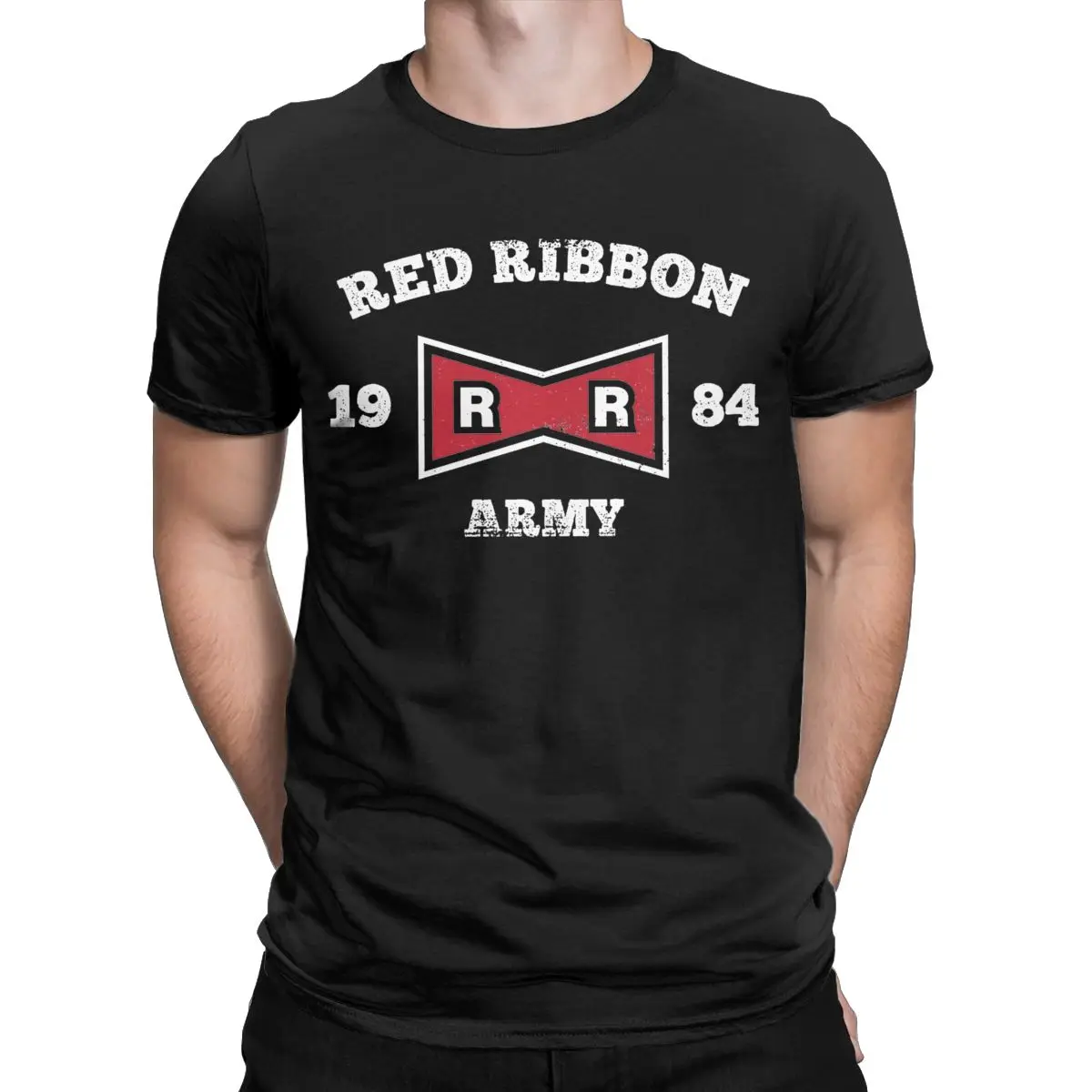 Men's Red Ribbon Army 1984 T Shirt Anime Pure Cotton Clothing Fashion Short Sleeve Crewneck Tee Shirt Summer T-Shirts