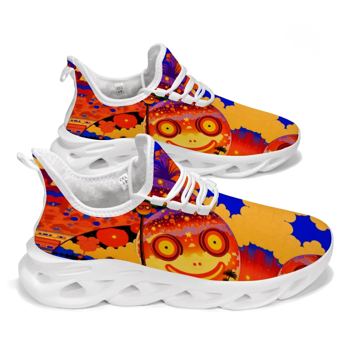 Halloween citrouille Style foncé haute qualité nouvelle tête ronde volant tissé léger à lacets semelle souple chaussures de sport décontractées