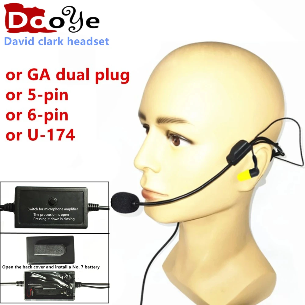 

Slow rebound sponge noise reduction david clark headset, light and easy to wear rear mounted pilot in Ear Aviation headset