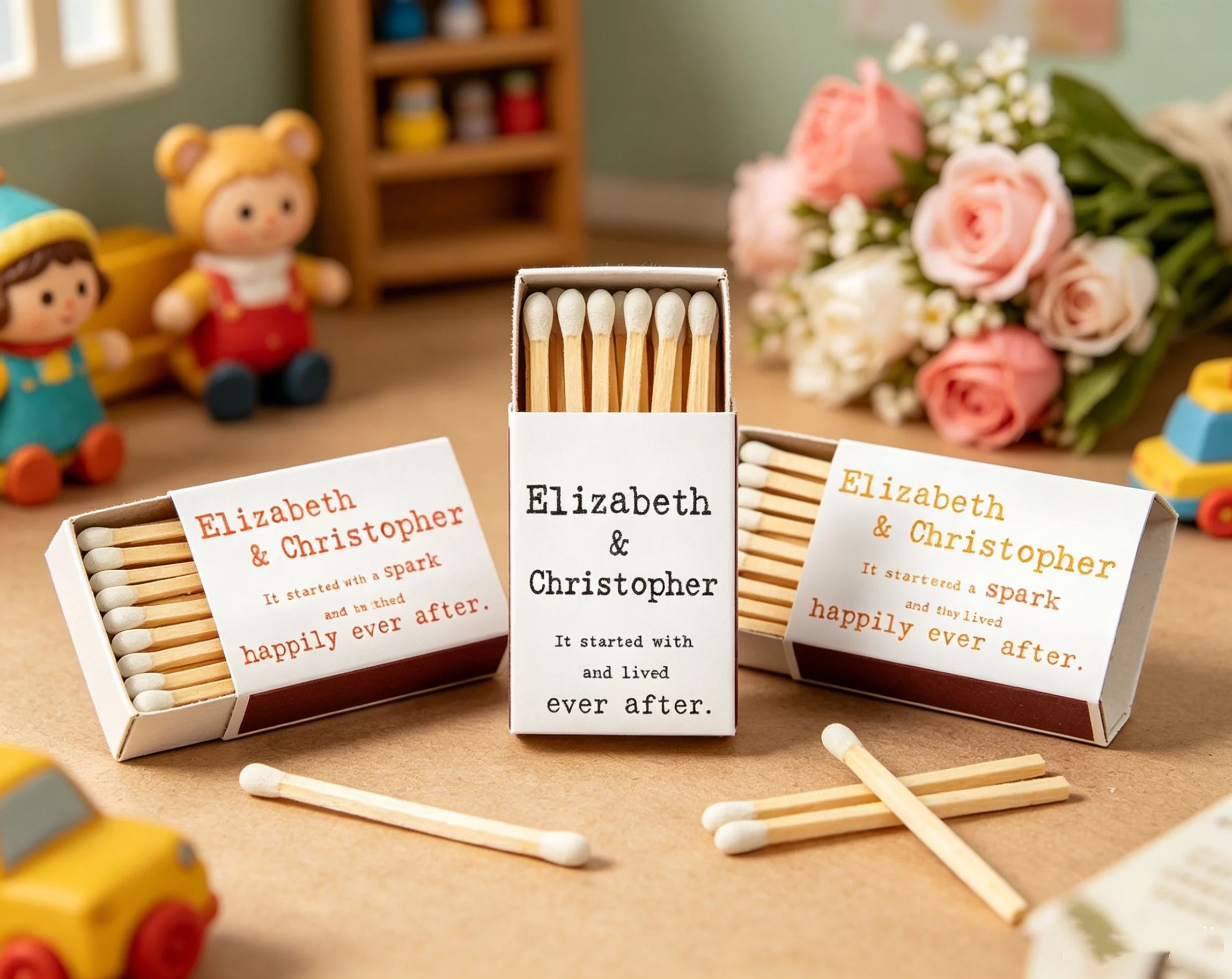 Allumettes personnalisées Weddingstar pour cadeaux de mariage, Bistro Bliss