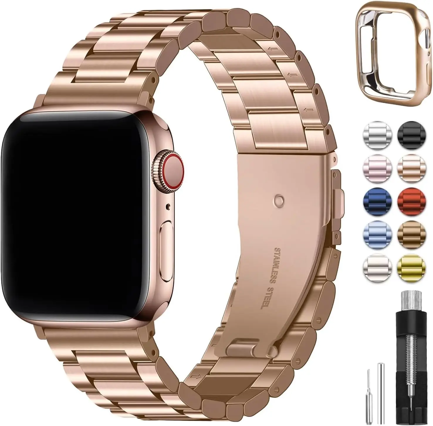 Opaska iWatch ze stali nierdzewnej z pokrowiec na Apple Watch Band Ultra2 Ultra Series 9 8 6 5 4 3 2 1 SE bransoletka 42mm 44mm 45mm 49mm