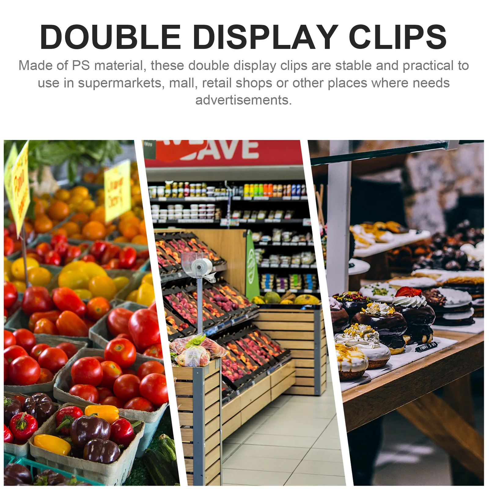 

25pcs Double Display Clips Clear Sign Holder Plastic Tag Clamps Shelf Price Label Merchandise Desk Organizer Item Marker