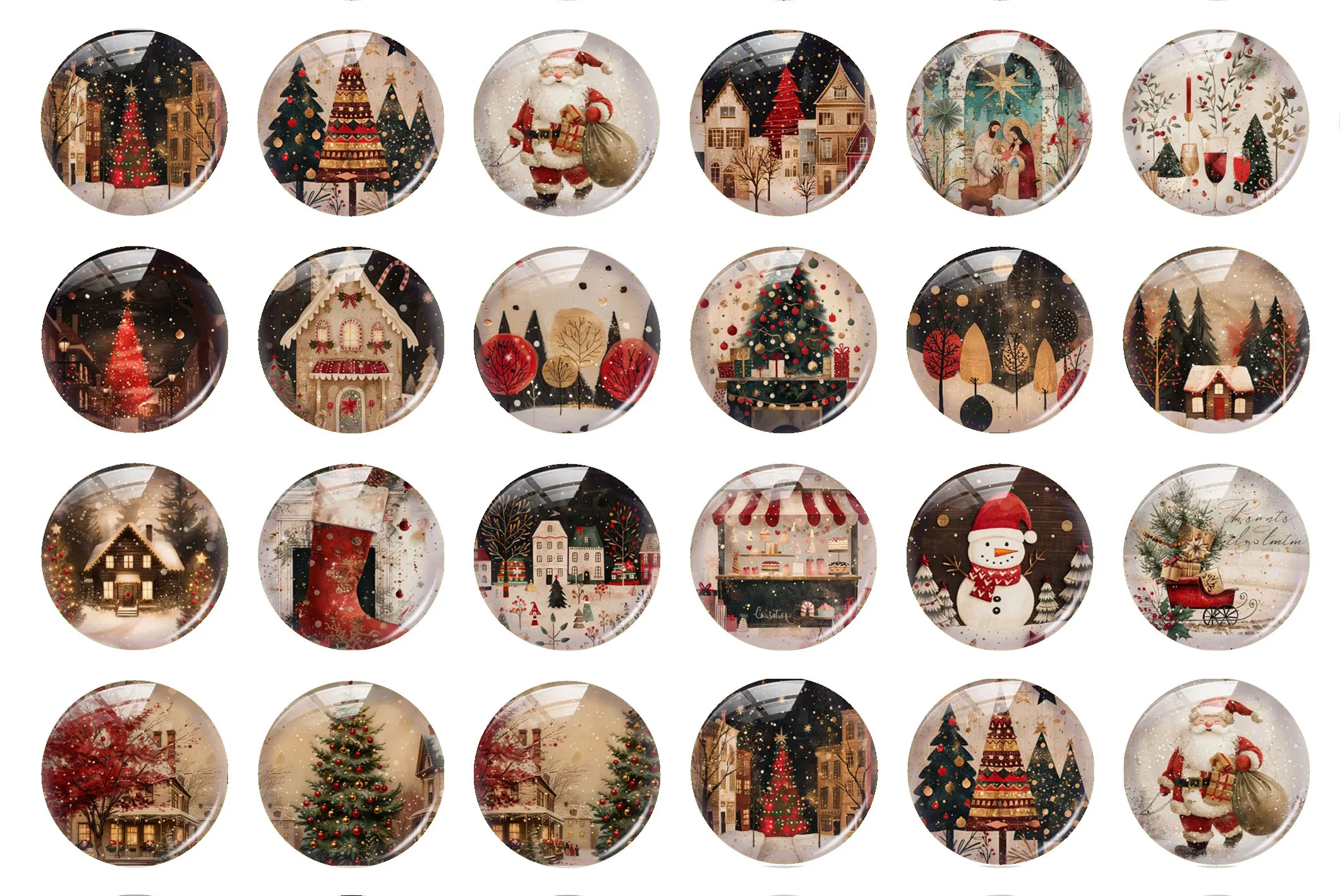 Handmade Christmas X-mas Winter Tree Santa Jesus Snowman Bells Photo Glass Cabochon Flatback Demo Cameo For Diy Jewelry Making