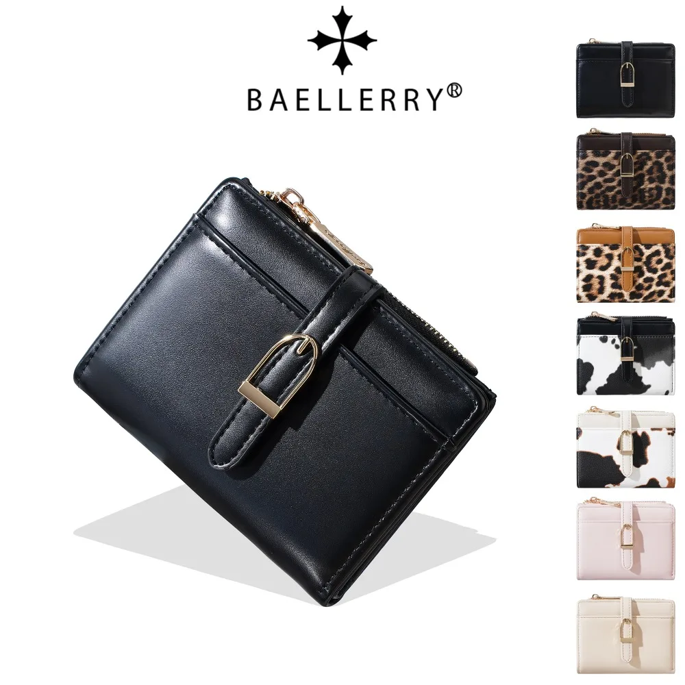 Baellerry Women's Leopard Print Short Wallets Pu Leather Wallets Female Fashion Cow Pattern Coin Purses Fashion Mini Hand Bag