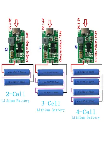 Multi-Cell 2S 3S 4S Type-C To 8.4V 12.6V 16.8V Step-Up Boost LiPo Polymer Li-Ion Charger 7.4V 11.1V 14.8V 18650 Lithium Battery