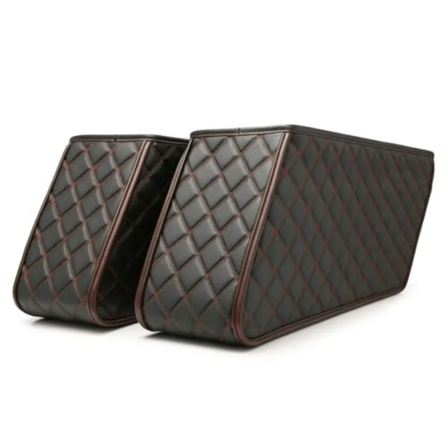 

Вкладыши для седельных сумок с красной строчкой для седельных сумок Harley-Davidson OEM 1994-2013 годов выпуска, из кожи, черного цвета, прочные