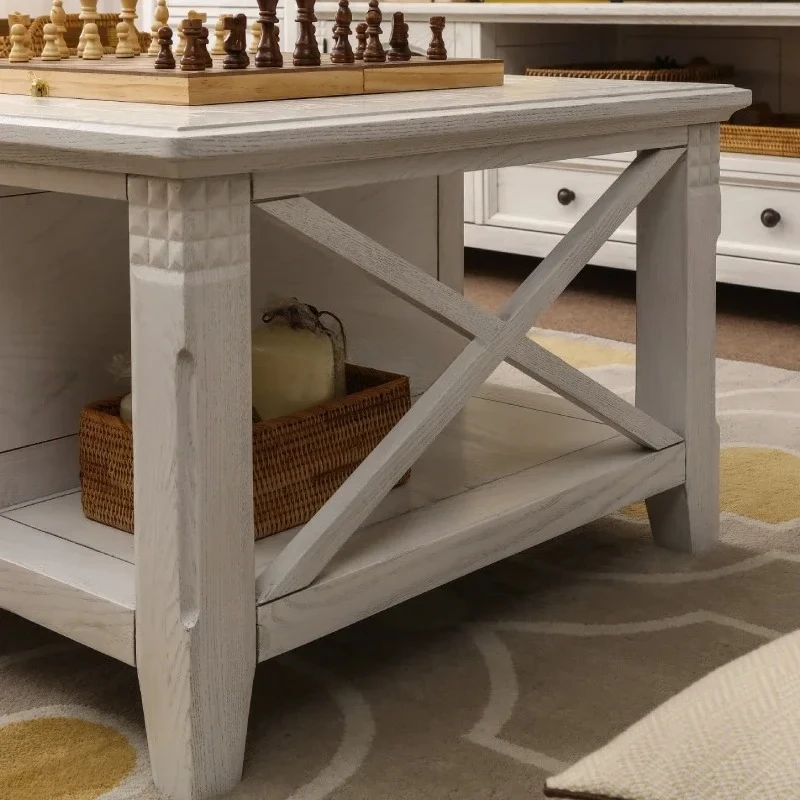 X18 Tavolino da caffè country americano Combinazione di mobili TV piccolo appartamento soggiorno con cassetti tutto in legno massello tè per la casa t