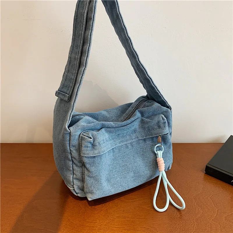 

Women's Denim Korean Student Crossbody Bag Large Single Shoulder Messenger Bags for Female 2026 Fashion Satchel Handbags