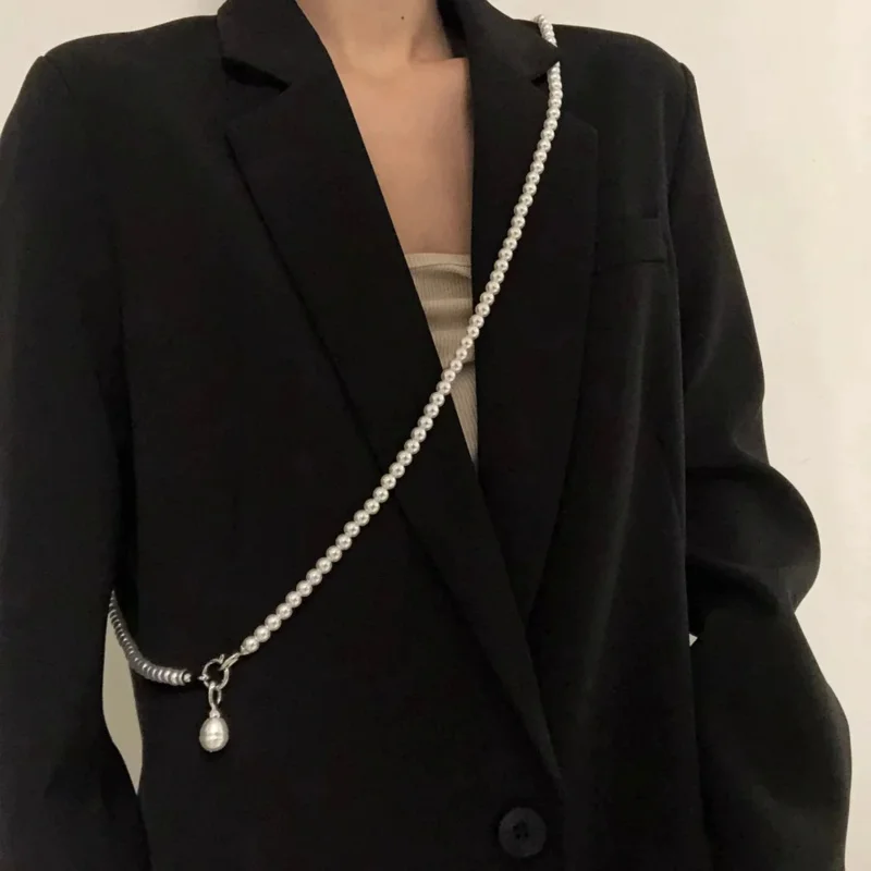 Exquisite new fashion design trendy avant-garde body chain pearl necklace suit sweatshirt necklace for women jewelry wholesale