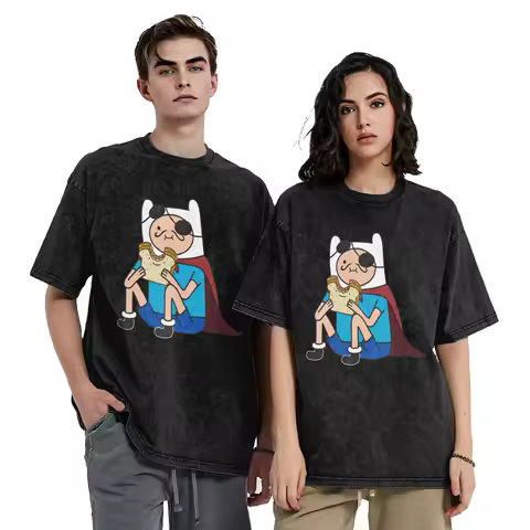 Couple T Shirt Adventure Time Finn Sandwich Washed T-Shirts Fashion Summer Tee Shirt Streetwear Loose Casual Tops Gift Idea