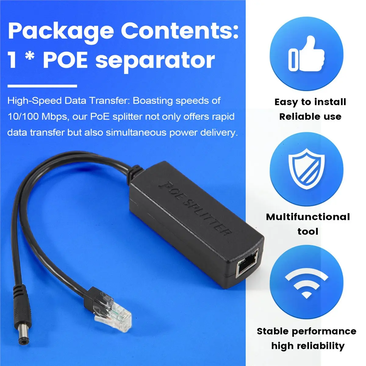 

High-quality PC accessories in Stock Gigabit Mini PoE Splitter 10/100Mbps POE Splitter Black