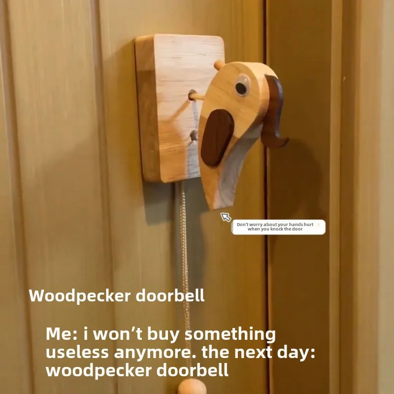 Woodpecker doorbell, decorative atmosphere, homestay, creative ornaments, toys, home drag knock on door, pure handmade doorbell