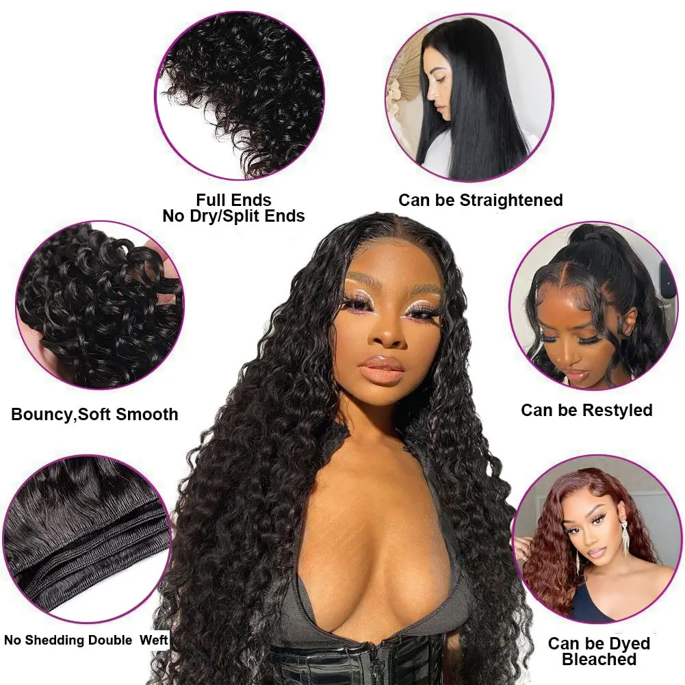 Indian Afro Kinky Curly Bundles 1/3/4PCS Human Hair Extensions Unprocessed Virgin Hair 100% Human Hair Weave Bundles Jerry Curl