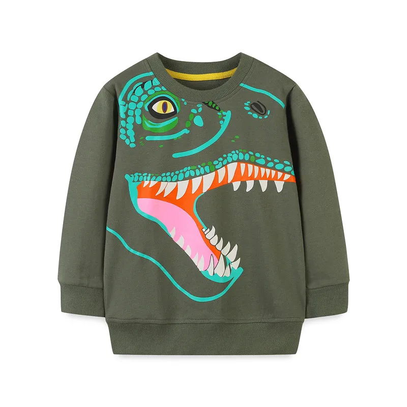 Jumping Meters Kids Sweatshirts 2-7T Boys Girls Dinosaurs Print Sport Tops Autumn Spring Hot Selling Animal Shirts for Baby