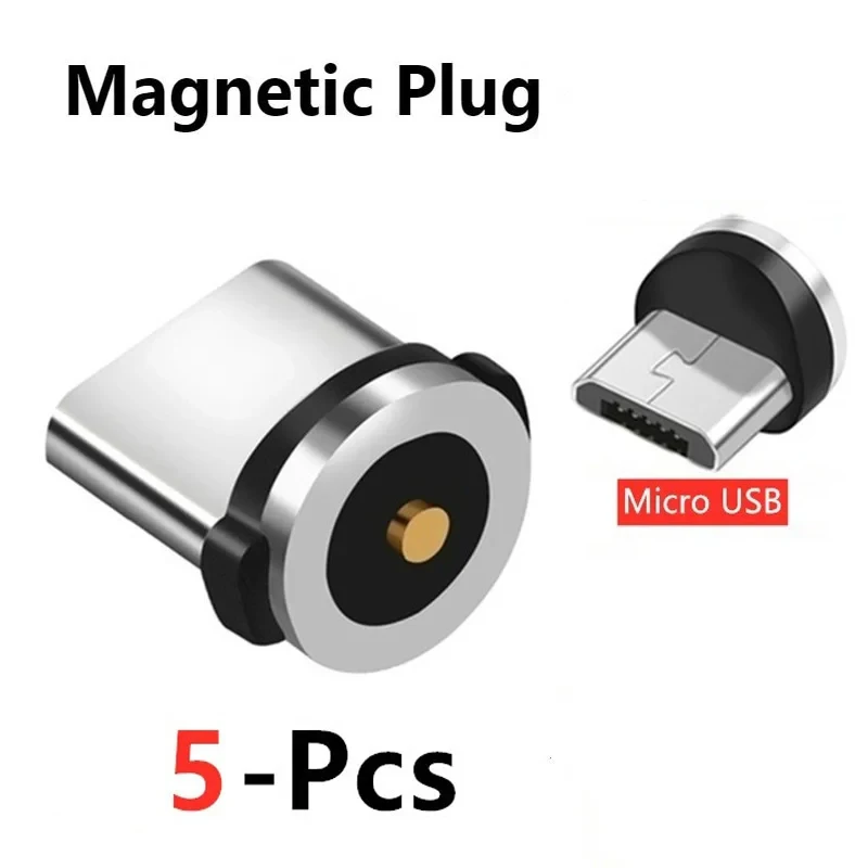 

5PCS Micro USB-A Magnetic Plugs Tips Android Mobile Cell Phone Fast Charging Cable Adapter Replacement Parts Converter Connector