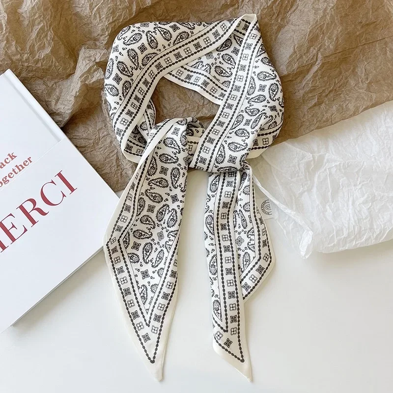 Set Serie Sciarpa in raso di seta Fasce per capelli in stoffa da donna Accessori per copricapo Sciarpe da donna Fascette per collo a nastro per manico della borsa/4 pezzi