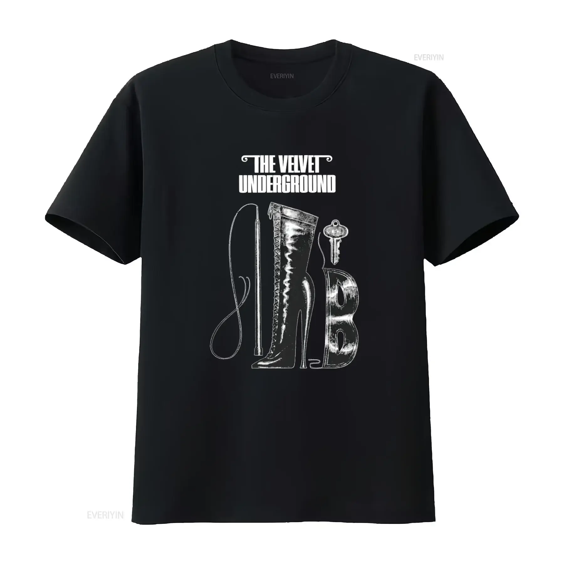 The Velvet Underground Vintage T Shirt High Heel Boots Key Design Party Wife  vintage Washed Casual Versatile Stretched graphic