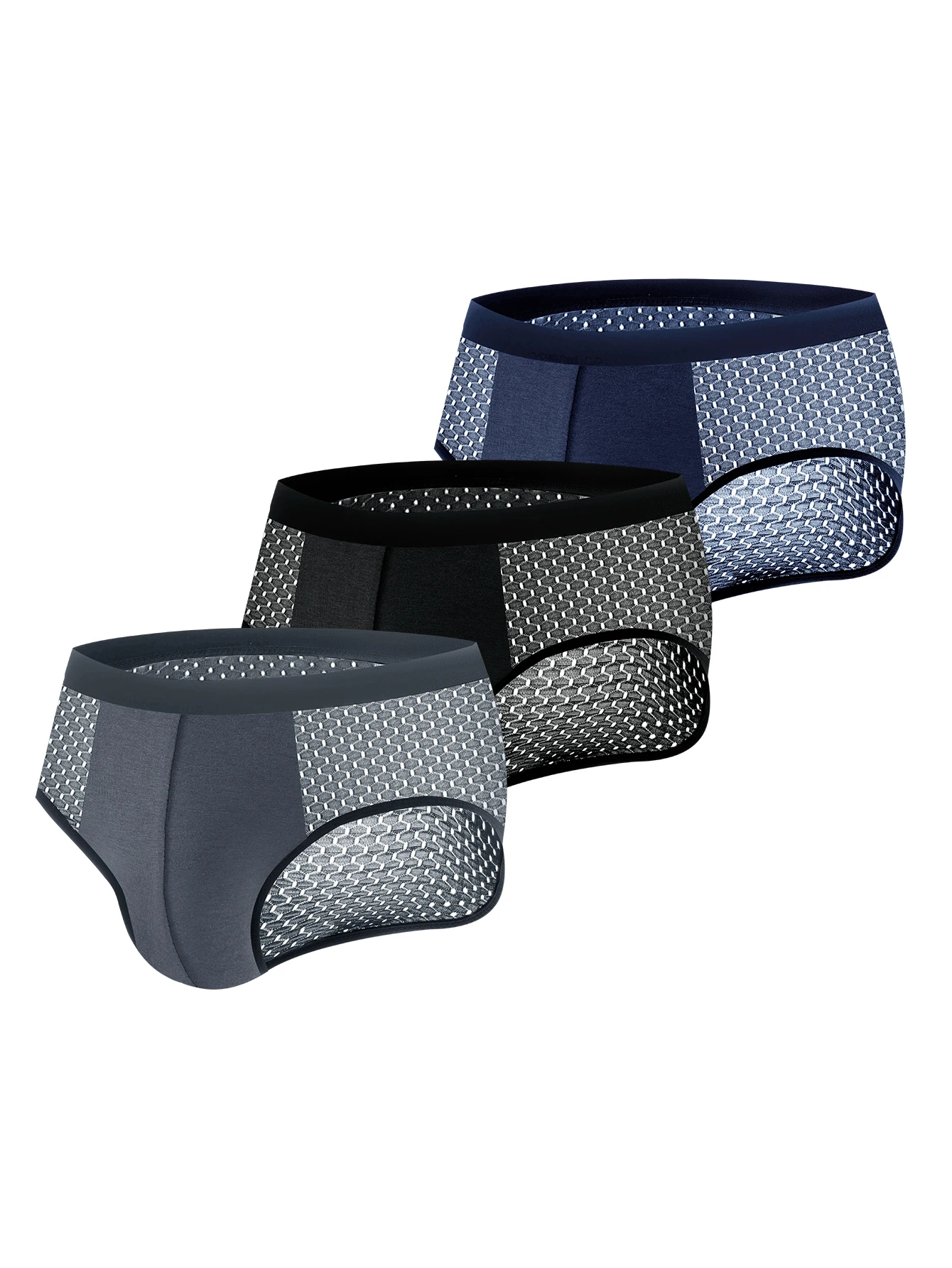 

Мужское нижнее белье 3 пары взрывоопасных персонализированных моделей сетчатые брюки мягкие дышащие треугольные брюки для взрослых мальчиков