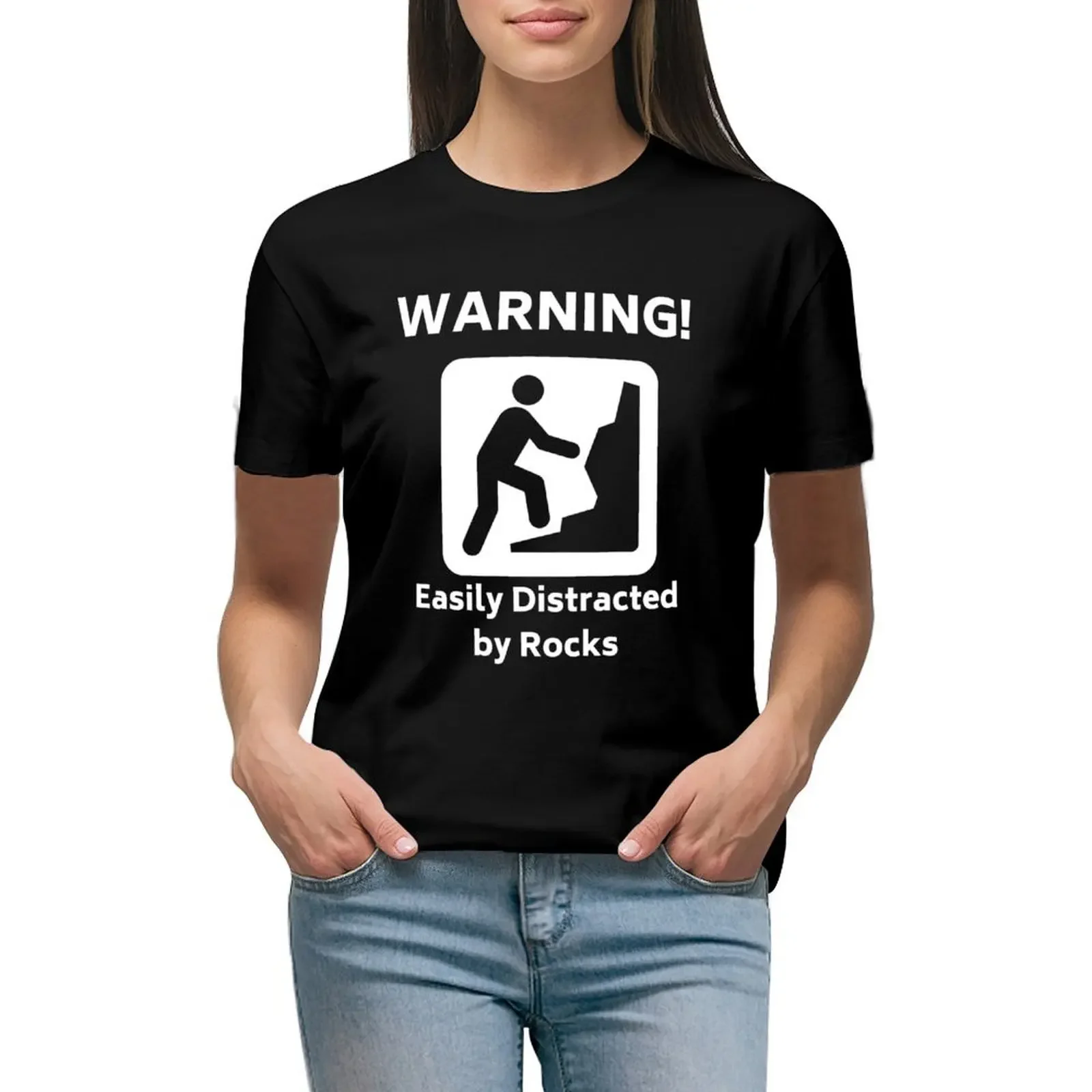 Warning! - Easily Distracted By Rocks - Funny Geology T-Shirt animal print shirt for girls blacks workout shirts for Women