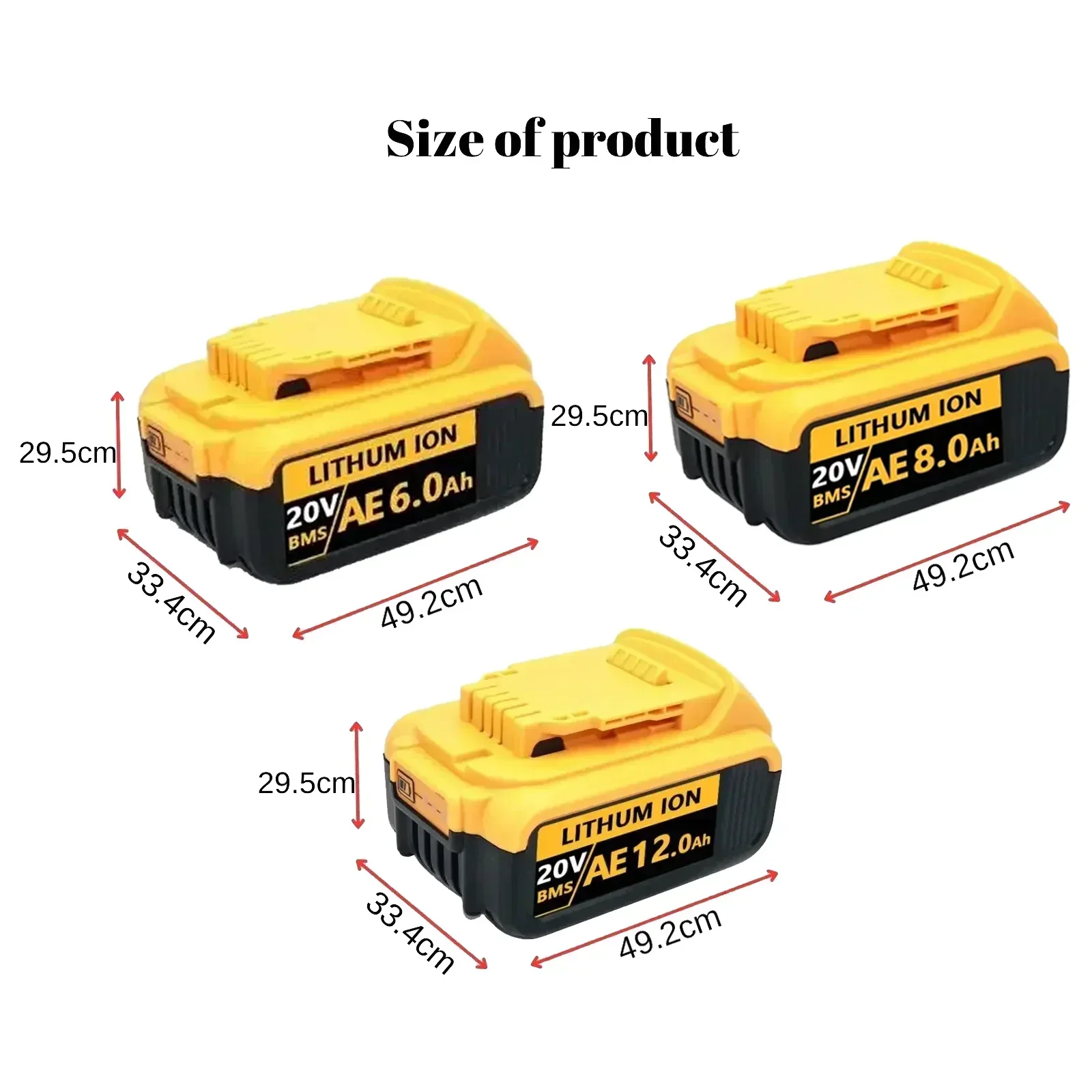 AOAE 20V 6.0Ah-12.0Ah DCB200 replacement lithium-ion battery, suitable for DeWalt DCB205 DCB201 DCB203 electric tool battery