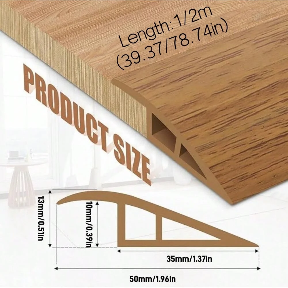 1pc 1/2m Self Adhesive Floor Transition Strip, Vinyl Door Threshold,Carpet Edging Trim & Edge Reducer for Laminate Tile Flooring
