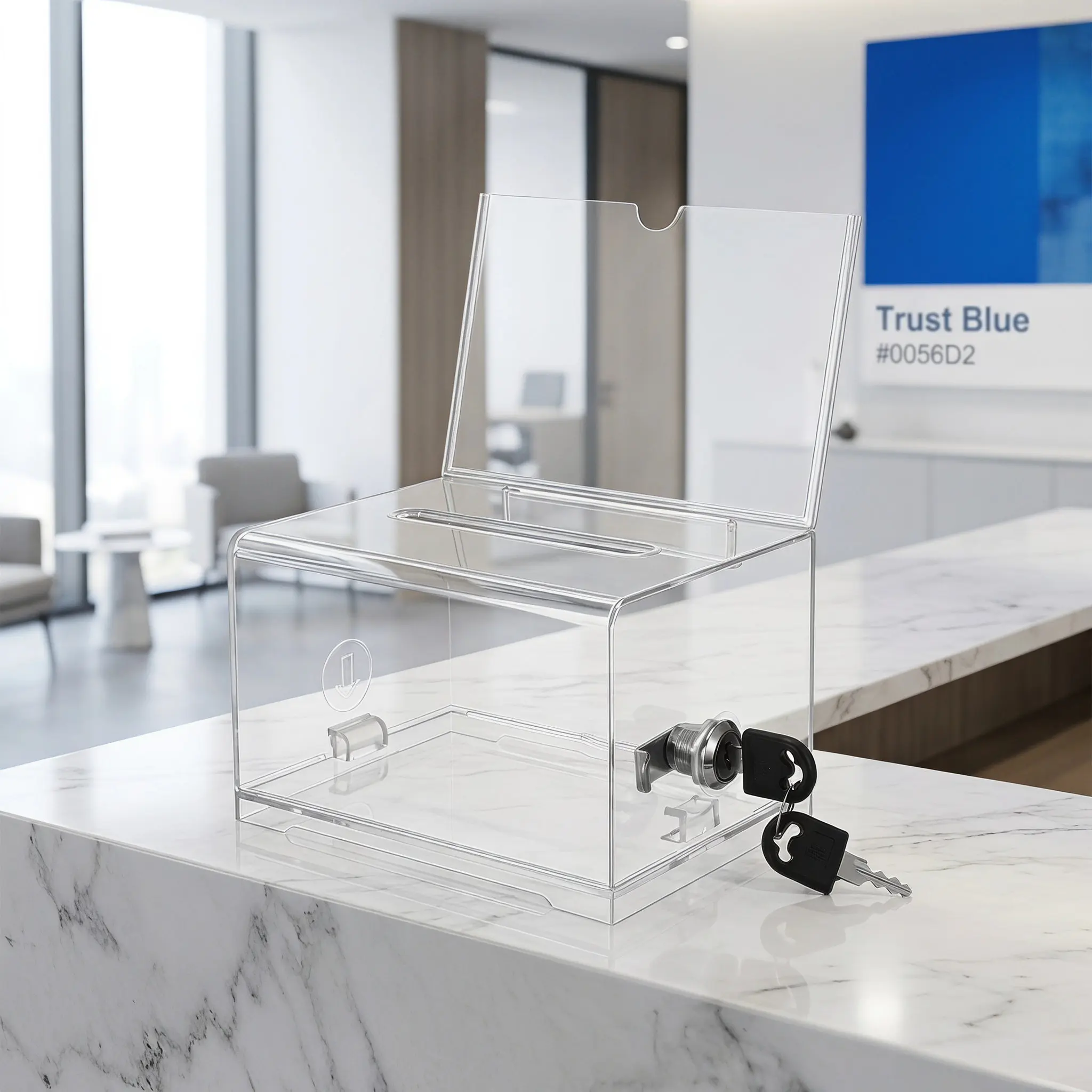 Clear Suggestion Box Acrylic Ballot Donation Case for Fundraising School Charity Raffle Transparent Lock Box Trading Card Case