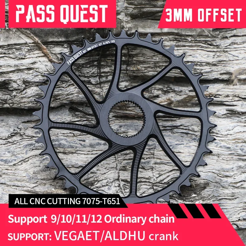 

PASS QUEST 3mm Offset Round hollow Narrow Wide Chainring Direct Mount Crank support 9-12 ordinary chainwheel bike parts