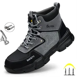 New Splicing Steel Toe Cap Boots Indestructible Prevent Smashing And Nails Safety Wrok Boots For Men Male Footwear Shoes