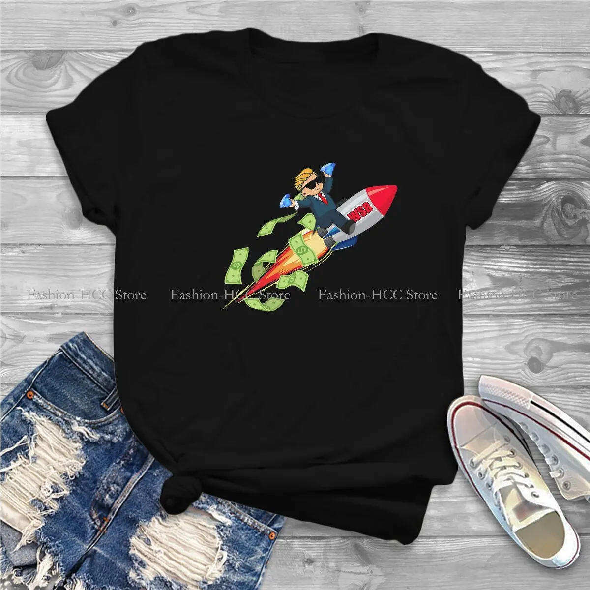 WSB To The Moon Polyester TShirt Wallstreetbets GameStop Stonks Comfortable Hip Hop Gift Clothes T Shirt