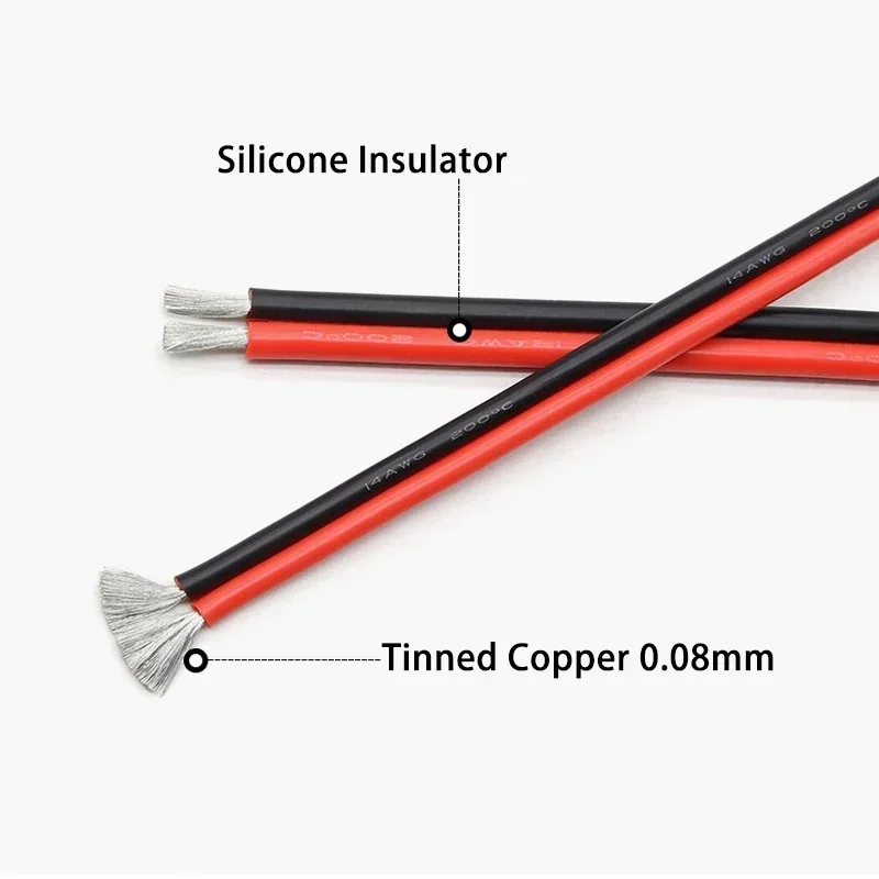 

1/2/5m Flexible Silicone Wire 2 Pins 30 28 26 24 22 22 20 18 16 14 12 10 8 AWG DIY LED Wiring Soft Rubber Tinned Copper Wire