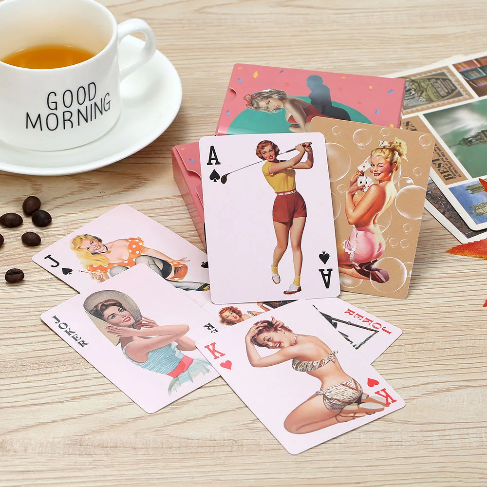 Vintage Sexy Bikini Beauty Playing Cards， Cute Girl Game Playing Cards for Party Game Collection Poker Card Set